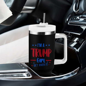 I'm A Trump Girl Tumbler With Handle Get Over It Messy Bun American Flag TB10 Print Your Wear