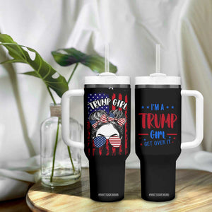 I'm A Trump Girl Tumbler With Handle Get Over It Messy Bun American Flag TB10 Print Your Wear