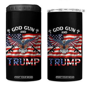 Trump 2024 Christian 4 in 1 Can Cooler Tumbler God Guns And Trump American Flag Eagle TB10 One Size: 16 oz Black Print Your Wear