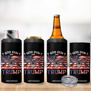 Trump 2024 Christian 4 in 1 Can Cooler Tumbler God Guns And Trump American Flag Eagle TB10 Print Your Wear