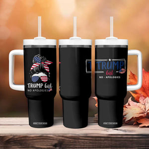 Trump Girl Tumbler With Handle No Apologies American Messy Bun US Flag President Election TB10 Print Your Wear