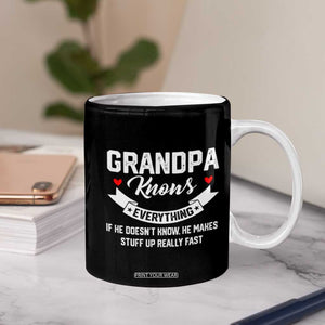 Best Grandpa Ever Coffee Mug Grandpa Knows Everything Grandfather Fathers Day Gift US Flag TB10 Print Your Wear