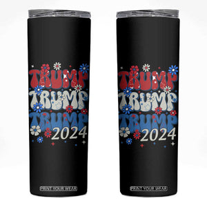 Trump 2024 Skinny Tumbler Retro Groovy 4th of July Patriotic TB10 Black Print Your Wear