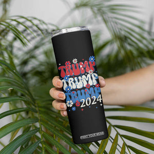 Trump 2024 Skinny Tumbler Retro Groovy 4th of July Patriotic TB10 Print Your Wear