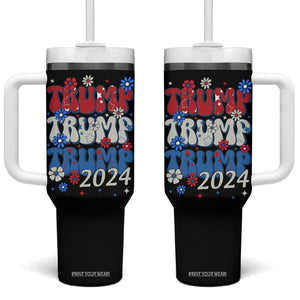 Trump 2024 Tumbler With Handle Retro Groovy 4th of July Patriotic TB10 One Size: 40 oz Black Print Your Wear