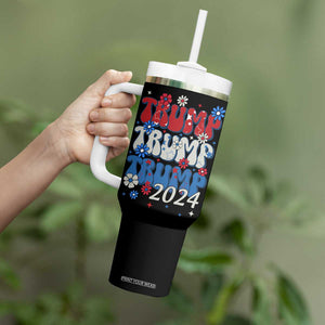 Trump 2024 Tumbler With Handle Retro Groovy 4th of July Patriotic TB10 Print Your Wear