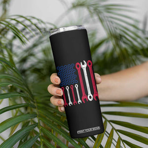 Father's Day Gift Skinny Tumbler If Papa Can't Fix It No One Can USA Flag Mechanic TB10 Print Your Wear