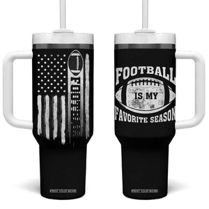 Football Tumbler With Handle Game Day Football Is My Favorite Season Sport Team US American Flag Patriotic TB10 One Size: 40 oz Black Print Your Wear