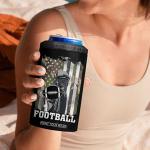 Football Players 4 in 1 Can Cooler Tumbler Camo US American Flag Game Day Sport Team Vintage Patriotic TB10 Print Your Wear