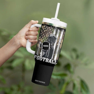Football Players Tumbler With Handle Camo US American Flag Game Day Sport Team Vintage Patriotic TB10 Print Your Wear