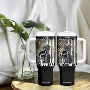 Football Players Tumbler With Handle Camo US American Flag Game Day Sport Team Vintage Patriotic TB10 Print Your Wear