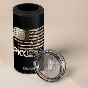 Camo US Flag Pickleball Player Paddleball Lover 4 in 1 Can Cooler Tumbler TB10 Print Your Wear