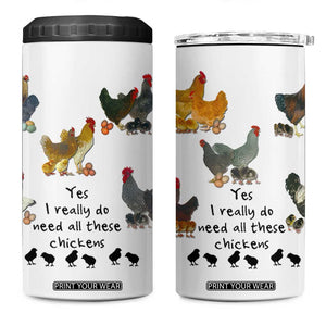 Funny Chicken Gifts 4 in 1 Can Cooler Tumbler Cute Mothers Day Farmhouse Chicken Lovers TB10 One Size: 16 oz White Print Your Wear