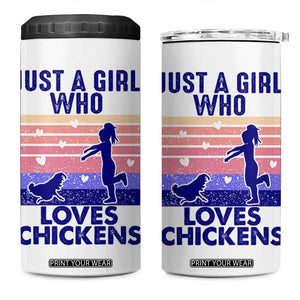 Chicken Gifts 4 in 1 Can Cooler Tumbler Just A Girl Who Loves Chickens Women Girls TB10 One Size: 16 oz White Print Your Wear
