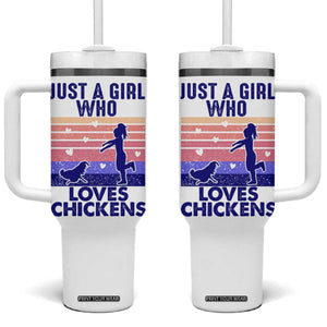 Chicken Gifts Tumbler With Handle Just A Girl Who Loves Chickens Women Girls TB10 One Size: 40 oz White Print Your Wear