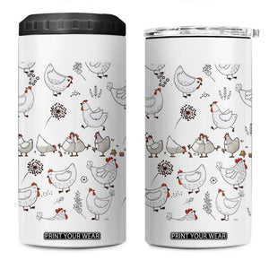 Chickens Lover 4 in 1 Can Cooler Tumbler Farmhouse Chickens Lady Mom Gift TB10 One Size: 16 oz White Print Your Wear