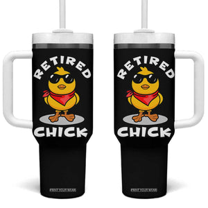 Funny Retirement Gifts Tumbler With Handle Retired Chick Teacher Coworker Farewell 2026 TB10 One Size: 40 oz Black Print Your Wear