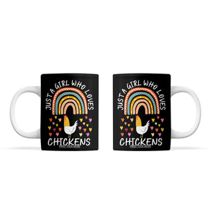 Chicken Gifts Coffee Mug Just A Girl Who Loves Chickens Boho Rainbow Women Girls TB10 Black Print Your Wear