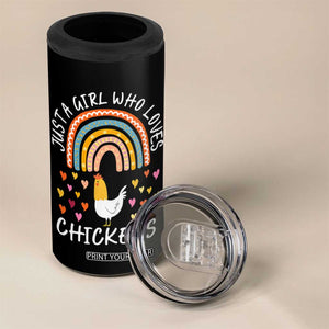 Chicken Gifts 4 in 1 Can Cooler Tumbler Just A Girl Who Loves Chickens Boho Rainbow Women Girls TB10 Print Your Wear
