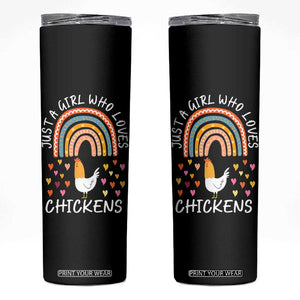 Chicken Gifts Skinny Tumbler Just A Girl Who Loves Chickens Boho Rainbow Women Girls TB10 Black Print Your Wear