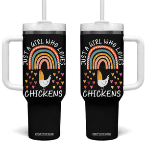 Chicken Gifts Tumbler With Handle Just A Girl Who Loves Chickens Boho Rainbow Women Girls TB10 One Size: 40 oz Black Print Your Wear