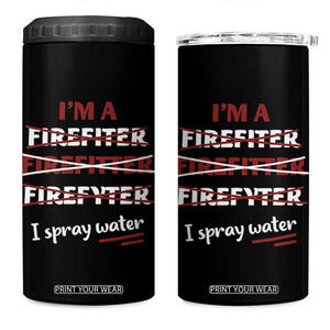 Funny Firefighter 4 in 1 Can Cooler Tumbler I Spray Water Fireman Fire Fighter TB10 One Size: 16 oz Black Print Your Wear
