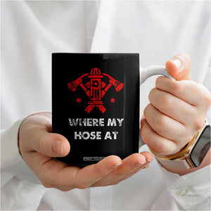 Funny Firefighter Gifts Coffee Mug Where My Hose At American Flag TB10 Print Your Wear