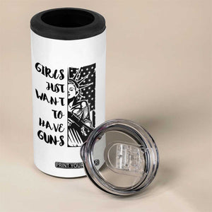 Gun Lovers Gifts For Women 4 in 1 Can Cooler Tumbler Girls Just Want To Have Guns American Flag TB10 Print Your Wear
