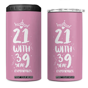 60th Birthday Gifts For Women 4 in 1 Can Cooler Tumbler 21 With 39 Years Experience Funny 60 Year Olds TB10 One Size: 16 oz Pink Print Your Wear