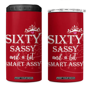 60th Birthday Gifts For Women 4 in 1 Can Cooler Tumbler Sixty Sassy And A Bit Smart Assy 1966 60 Year Old Birthday TB10 One Size: 16 oz Red Print Your Wear
