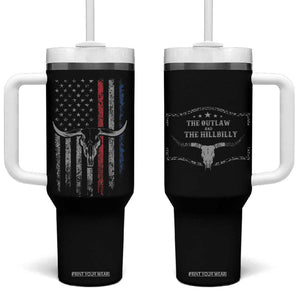 Trump Vance 2024 Election Tumbler With Handle Outlaw and Hillbilly Pro 45 Cow Skull Rodeo Western USA Flag TB10 One Size: 40 oz Black Print Your Wear