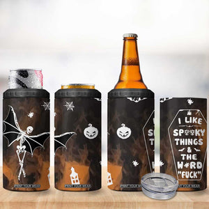 Ballerina Dancing Skeleton 4 in 1 Can Cooler Tumbler I Like Spooky Things & The Word Fuck Ballet Dance Bat Wings Funny Halloween Gifts TB10 Print Your Wear