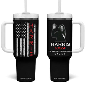 Harris 2024 Election Tumbler With Handle Kamala Madam President American Flag TB10 One Size: 40 oz Black Print Your Wear