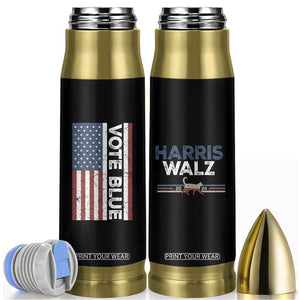 Harris Walz 2024 Election Bullet Tumbler Vote Blue for Kamala President American Flag TB10 Black Print Your Wear