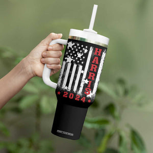Cat Ladies for Kamala President Tumbler With Handle Comma-La Harris 2024 Election Funny Kitty American Flag TB10 Print Your Wear