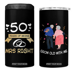 50th Wedding Anniversary For Couples 4 in 1 Can Cooler Tumbler 50 Years Of Being Mrs Always Right Parents Golden Anniversary Gifts
