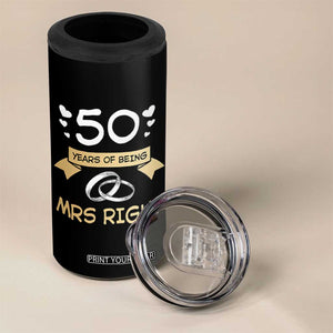 50th Wedding Anniversary For Couples 4 in 1 Can Cooler Tumbler 50 Years Of Being Mrs Always Right Parents Golden Anniversary Gifts