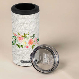 Abundant Blooms 4 in 1 Can Cooler Tumbler Soft Pink Rose Bouquet Garden Aesthetic Elegant Floral TB10 Print Your Wear