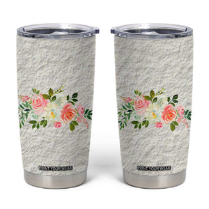 Abundant Blooms Tumbler Cup Soft Pink Rose Bouquet Garden Aesthetic Elegant Floral TB10 Cream Print Your Wear