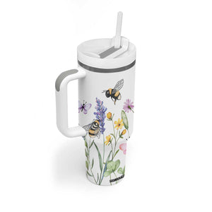 Vintage Spring Wildflower Tumbler With Handle Bees Butterflies Floral Meadow TB10 Print Your Wear