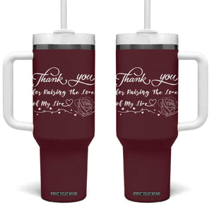 Mother-In-Law Gifts Tumbler With Handle Thank You For Rasing The Man Of My Life TB10 One Size: 40 oz Maroon Print Your Wear