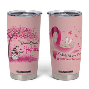 Breast Cancer Awareness Tumbler Cup In October We Wear Pink Cute Gnome TB10 Pink Print Your Wear