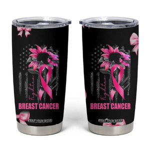 Breast Cancer Survivor Tumbler Cup Pink Ribbon Sunflower USA Flag TB10 Black Print Your Wear