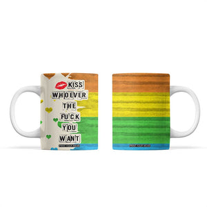 LGBTQ Pride Coffee Mug Kiss Whoever The Fuck You Want LGBT Rainbow Flag TB10 Rainbow Print Your Wear