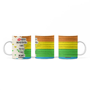 LGBTQ Pride Coffee Mug Kiss Whoever The Fuck You Want LGBT Rainbow Flag TB10 Print Your Wear