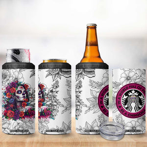 In A World Full Of Princesses Be A Chingona 4 in 1 Can Cooler Tumbler Dia De Los Muertos Flower Spanish Slang TB10 Print Your Wear