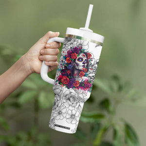 In A World Full Of Princesses Be A Chingona Tumbler With Handle Dia De Los Muertos Flower Spanish Slang TB10 Print Your Wear