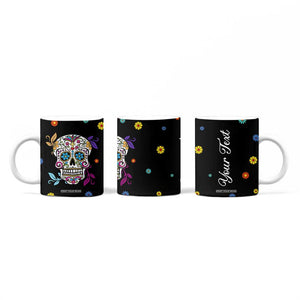 Personalized Sugar Skull Coffee Mug Custom Name Flower Gothic Gifts For Latina Mexican Girls Women TB10 Print Your Wear
