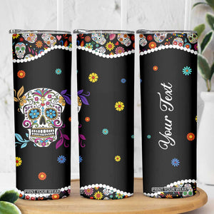 Personalized Sugar Skull Skinny Tumbler - Custom Name Flower Gothic Gifts For Latina Mexican Girls Women TB10 Print Your Wear