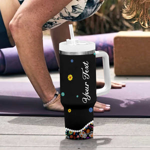 Personalized Sugar Skull Tumbler With Handle Custom Name Flower Gothic Gifts For Latina Mexican Girls Women TB10 Print Your Wear